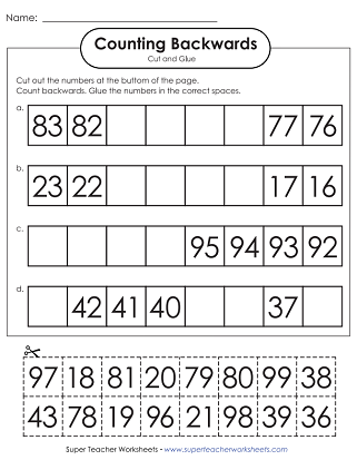 Counting Backwards Printable Activity